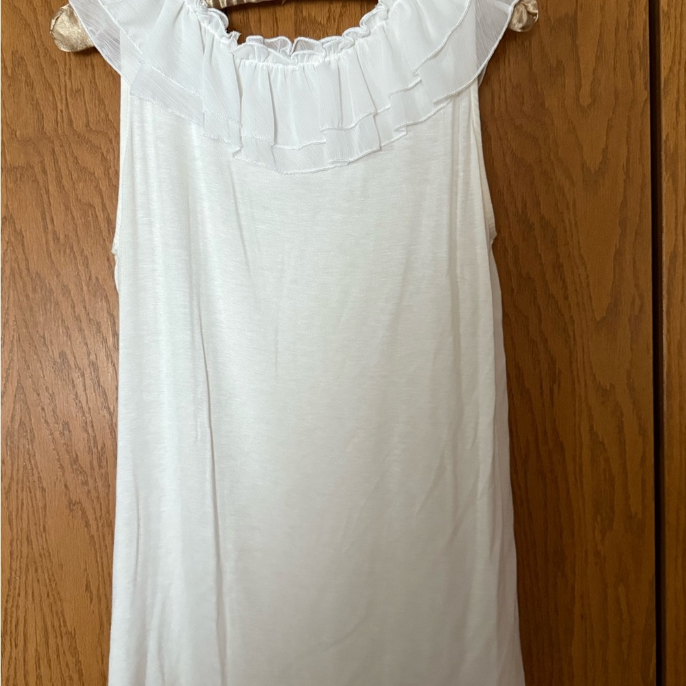 Gibson White Ruffle Tank Top - Picture 7 of 9